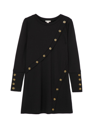 Shop Habitual Girl's A-line Button Dress In Black