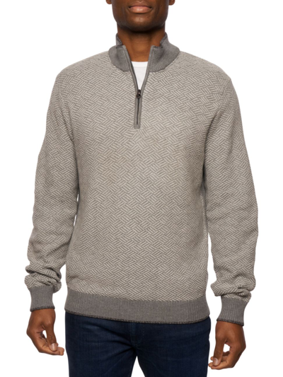 Shop Robert Graham Men's Draco Quarter-zip Sweater In Grey