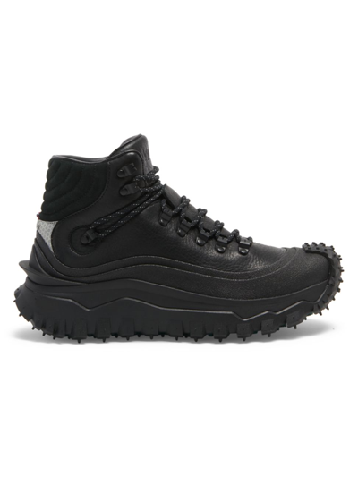 Shop Moncler Men's Trailgrip High Gtx Leather High-top Sneakers In Black