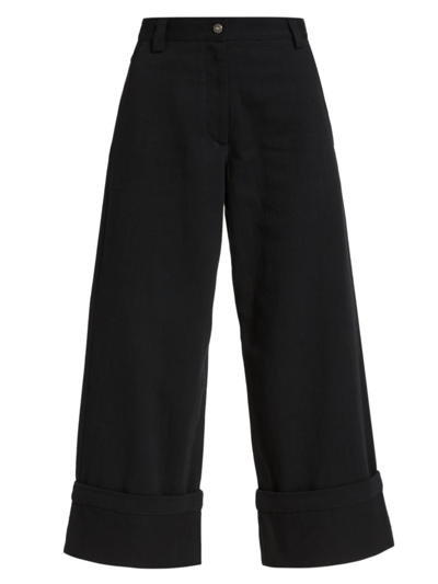 Shop Moncler Genius Women's 2 Moncler 1952 Wide-leg Denim Trousers In Black