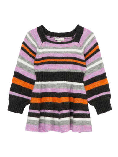 Shop Habitual Baby Girl's Multi Stripe Fit-and-flare Sweater Dress In Neutral