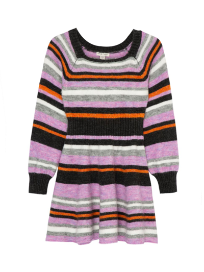 Shop Habitual Little Girl's Multi Stripe Fit-and-flare Sweater Dress In Neutral