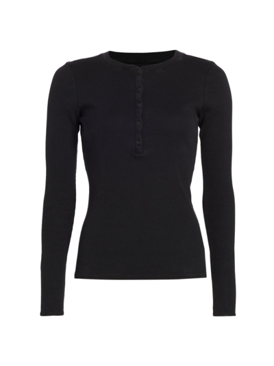 Shop Nili Lotan Women's Jordan Henley Long-sleeve T-shirt In Jet Black