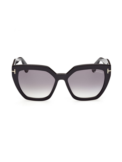 Shop Tom Ford Women's Phoebe 56mm Square Sunglasses In Shiny Black
