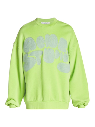 Shop Acne Studios Men's Fyre Bubble Logo Sweatshirt In Lime Green