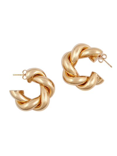 Shop Martha Calvo Women's Twist 14k-gold-plated Hoop Earrings In Yellow Gold
