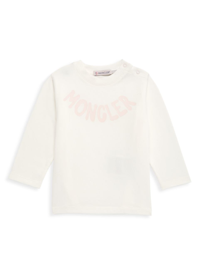 Shop Moncler Baby Girl's & Little Girl's Logo Long-sleeve T-shirt In Natural