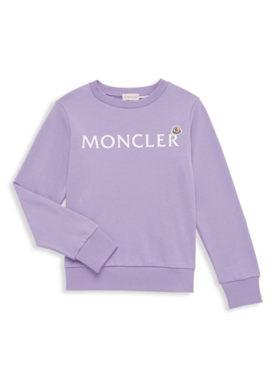 Shop Moncler Little Girl's & Girl's Logo Cotton Sweatshirt In Purple