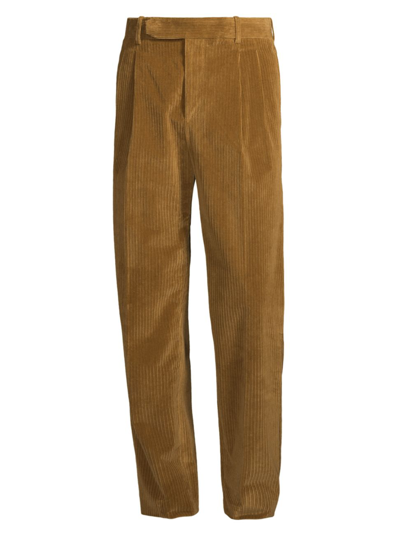 Shop Loro Piana Men's Jasper Pleated French Corduroy Stretch Trousers In Desert Mist