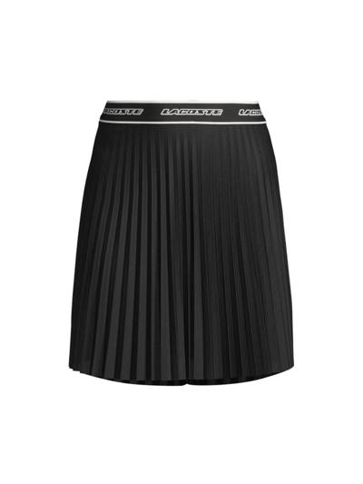 Shop Lacoste Women's Pleated Logo Tennis Skirt In Black
