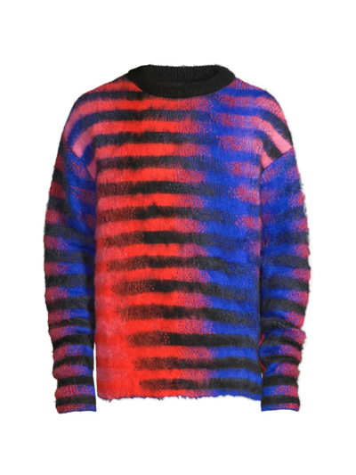 Shop Agr Men's Graphic Stripe Crewneck Sweater In Red Blue