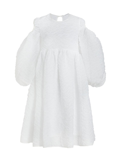 Shop Cecilie Bahnsen Women's Organza Puff-sleeve Dress In White