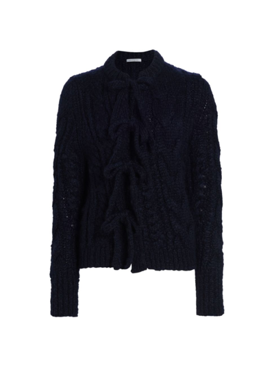 Shop Cecilie Bahnsen Women's Cable Tie-front Cardigan In Navy Blue