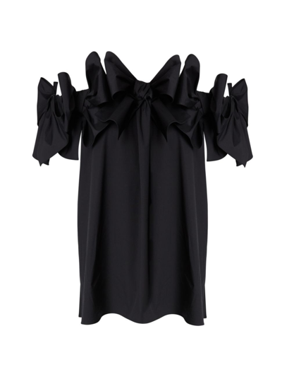 Shop Carolina Herrera Women's Off-the-shoulder Bow Top In Black