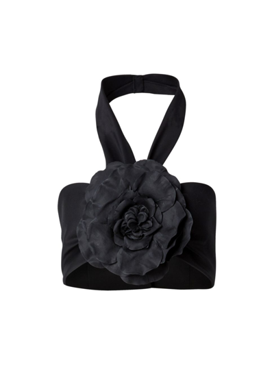 Shop Carolina Herrera Women's Flower Bandeau Halter Top In Black