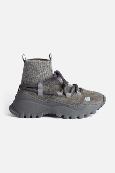 Shop Ami Alexandre Mattiussi Mid-top Otto Sneakers In Grey