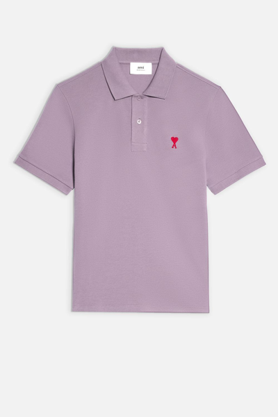 Shop Ami Alexandre Mattiussi Ami De Coeur Short Sleeves Polo In Purple