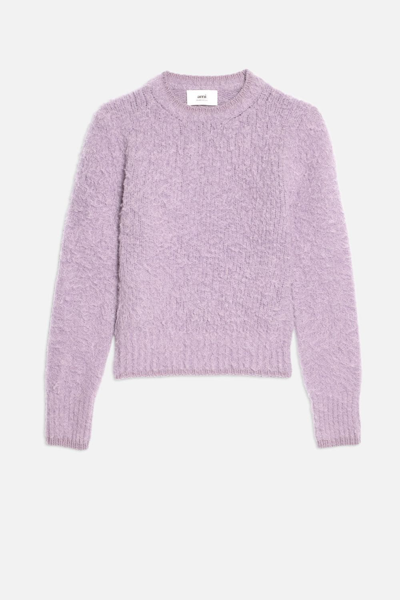 Shop Ami Alexandre Mattiussi Brushed Crewneck Sweater In Purple