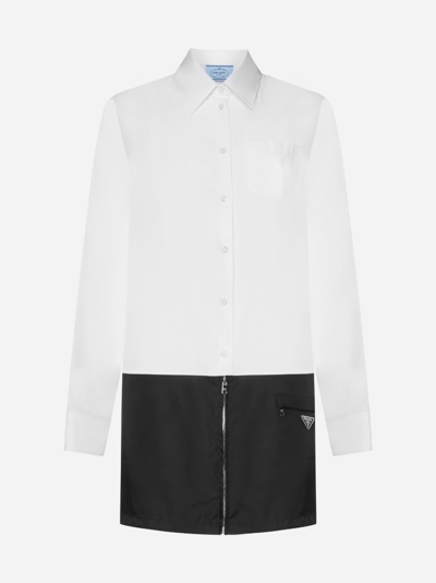 Shop Prada Cotton And Re-nylon Shirt Dress