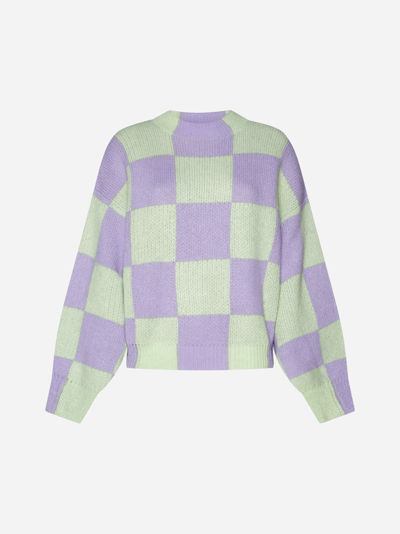 Shop Stine Goya Adonis Check Alpaca-blend Sweater