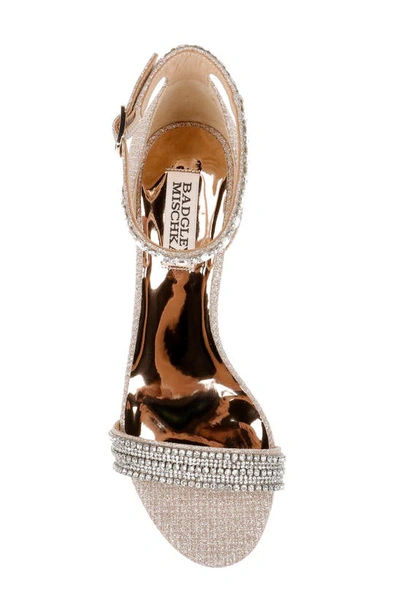 Badgley Mischka Block Heeled Sandal In Pale Gold