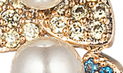 Eye Candy Los Angeles Isabella Flower Cz & Pearl Statement Earrings In Gold
