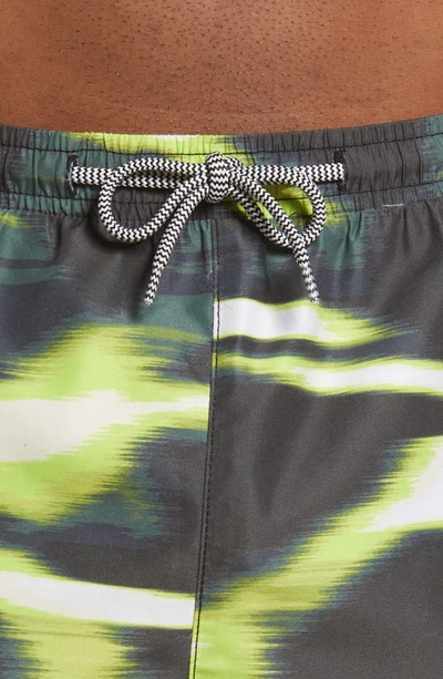 Shop Open Edit Recycled Volley Swim Trunks In Black Tie Dye Stripe