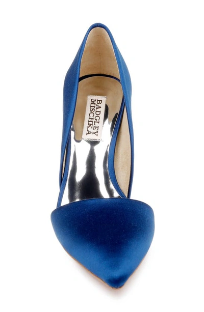 Shop Badgley Mischka Emily Crystal Heel Pointed Toe Pump In Royal Blue