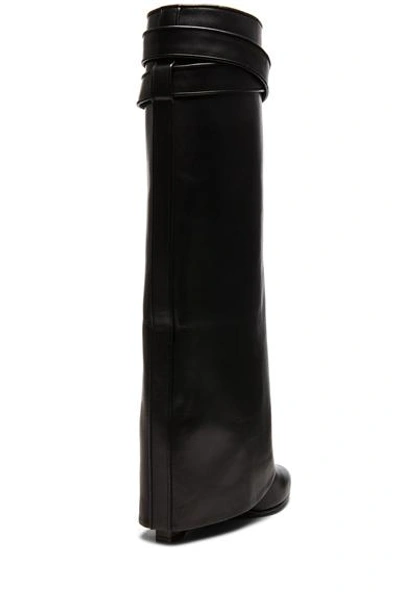 Shop Givenchy Shark Lock Tall Leather Pant Boots In Black