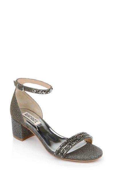 Badgley Mischka Block Heeled Sandal In Pewter