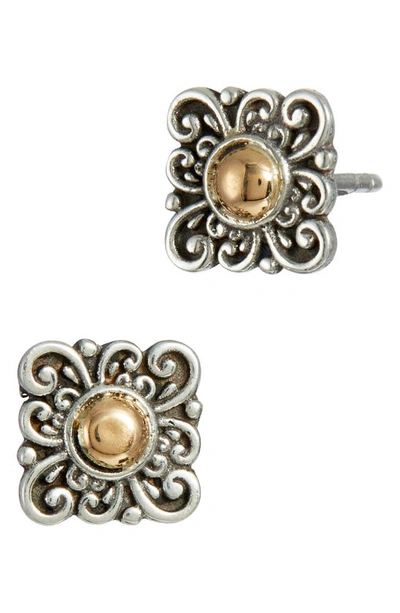Shop Savvy Cie Jewels 18k Gold Plated Sterling Silver Artisan Stud Earrings In White