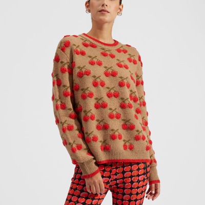 Shop La Doublej Cherry Sweater In Camel/red