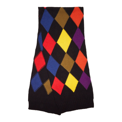 La Doublej Argyle-check Knitted Scarf In Multicolor