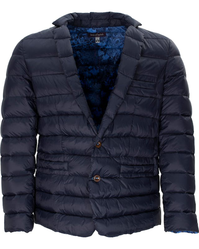 Shop Lords Of Harlech Winston Navy Down Blazer Jacket In Blue