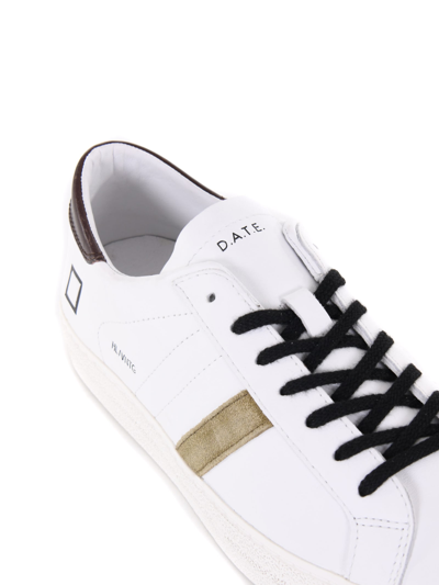 Shop Date Sneakers Man D.a.t.e. Hill Low In Nappa Leather In Bianco/marrone