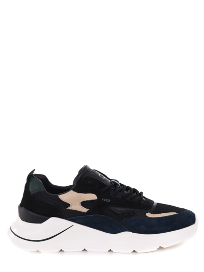 Shop D.a.t.e. Sneaker  Fuga Mesh In Leather Ans Nylon In Nero/blu