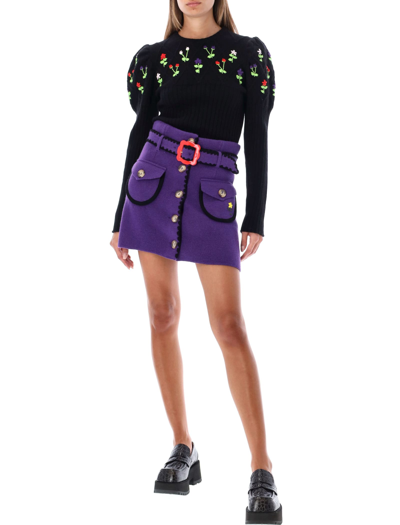 Shop Cormio Helga Belted-waist Mini Skirt In Purple
