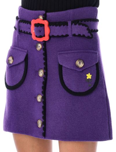 Shop Cormio Helga Belted-waist Mini Skirt In Purple