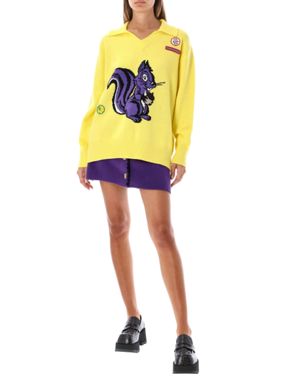 Cormio Squirrel Intarsia Knit Jumper In Yelllow