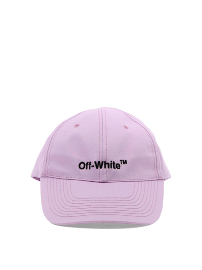 Shop Off-white Logo Embroidered Curved Peak Baseball Cap In Lilac Black