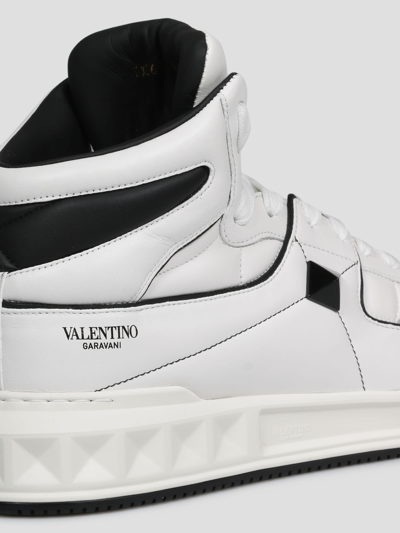 Shop Valentino One Stud Mid Sneaker In White