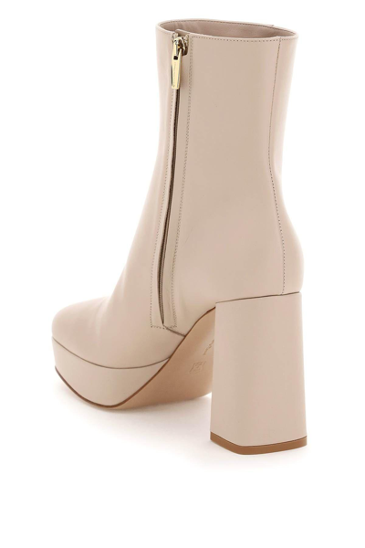 Shop Gianvito Rossi Daisen Leather Ankle Boots In Beige