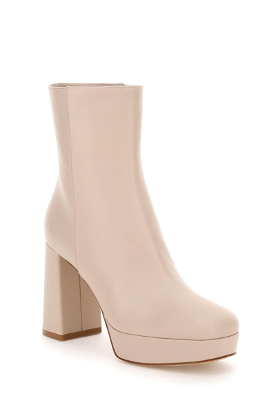 Shop Gianvito Rossi Daisen Leather Ankle Boots In Beige