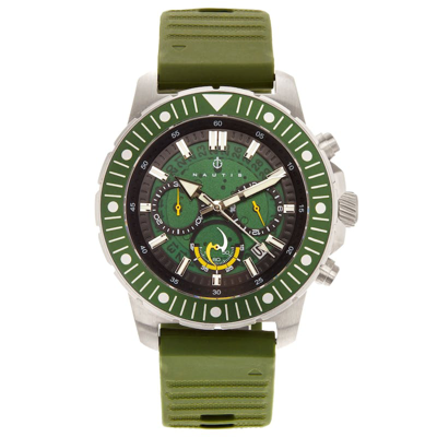 Shop Nautis Caspian Chronograph Strap Watch With Date In Green
