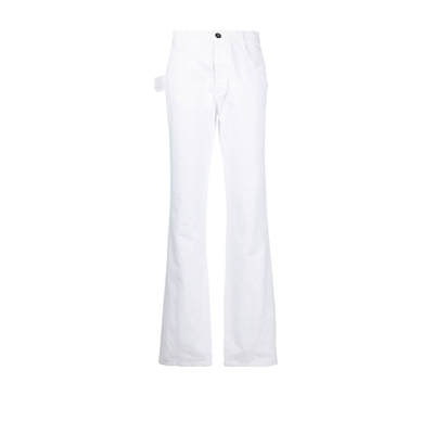 Shop Bottega Veneta White Straight-leg Jeans