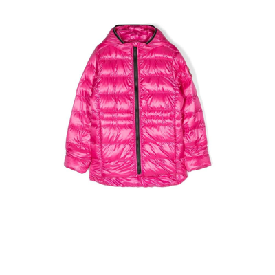 Shop Canada Goose Teen Pink Cyprus Hooded Quilted Jacket