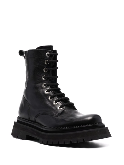 Shop Ami Alexandre Mattiussi Lace-up Ridged-sole Boots In Black
