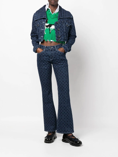 Shop Charles Jeffrey Loverboy Cropped Monogram-print Denim Jacket In Blau