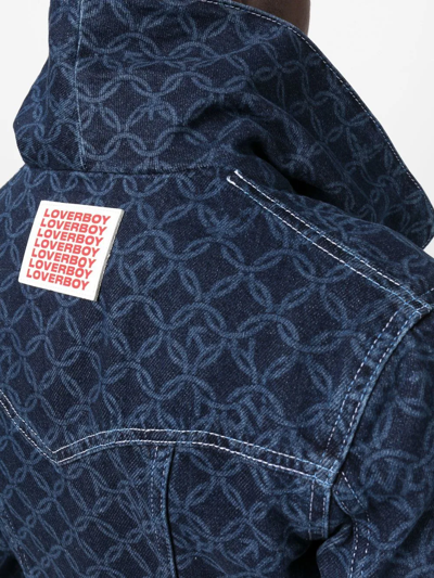 Shop Charles Jeffrey Loverboy Cropped Monogram-print Denim Jacket In Blau