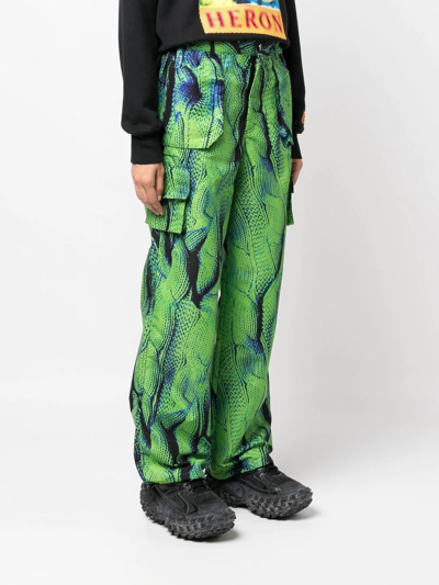 Shop Agr Abstract-print Cargo Trousers In Grün